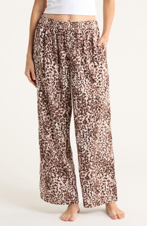 Print Flannel Boxer Pajama Pants