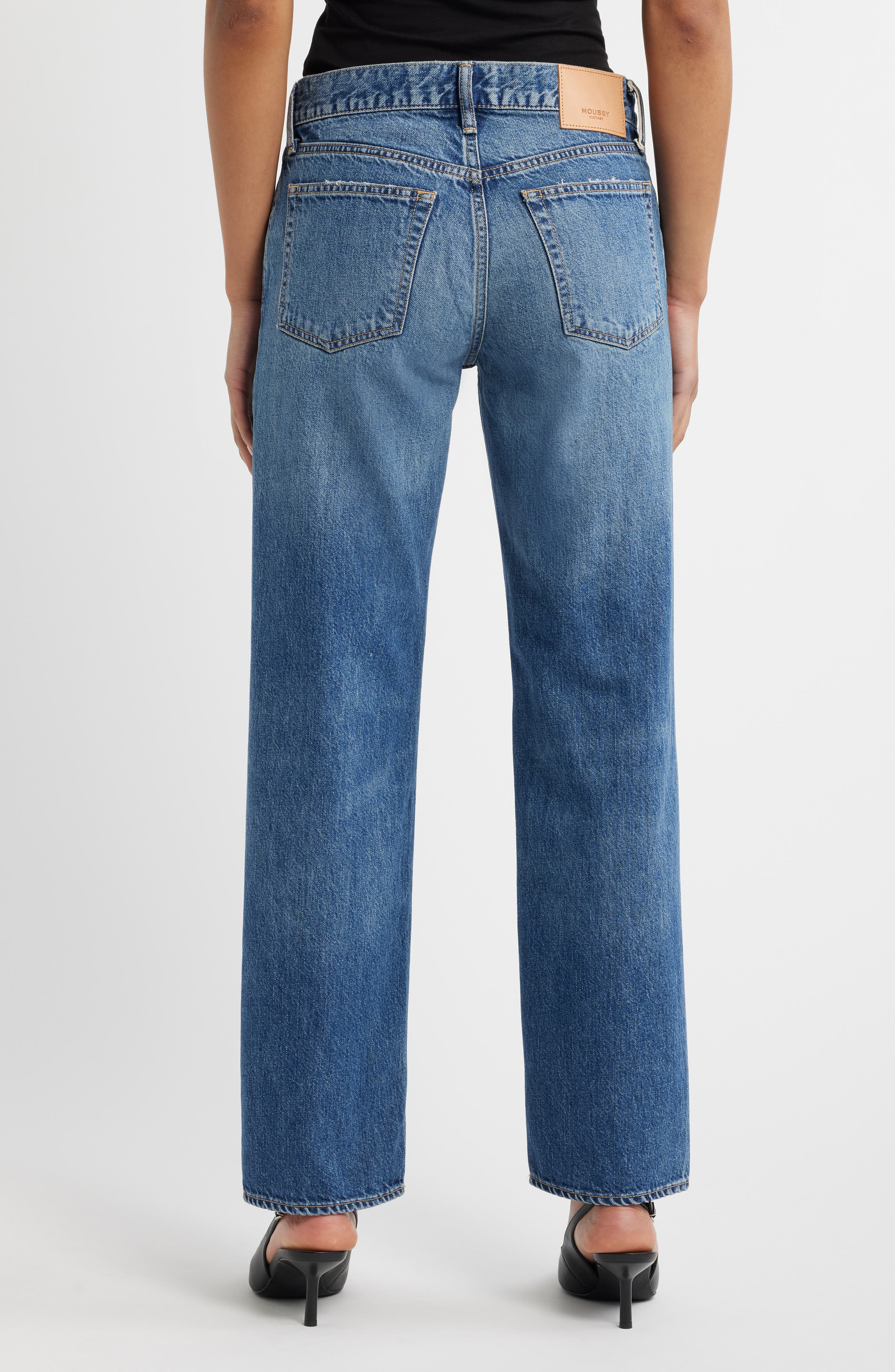 MOUSSY VINTAGE Straight Low Rise Straight Leg Jeans (Women