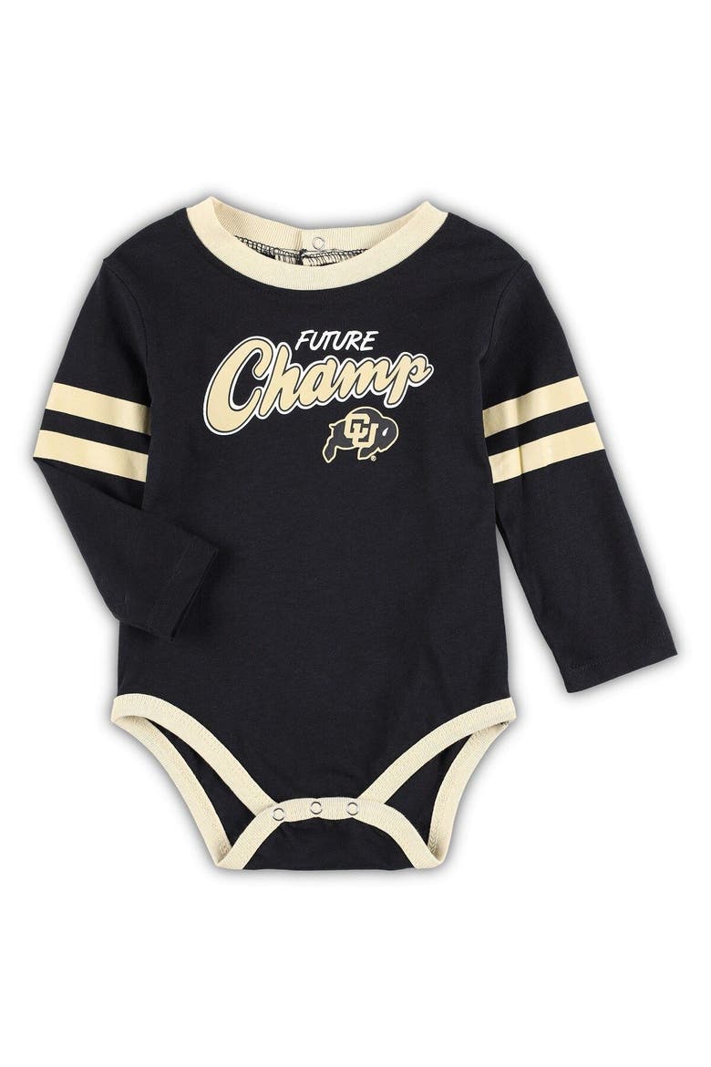 Infant Black/Gold Colorado Buffaloes Little Kicker Long Sleeve Bodysuit and Sweatpants Set, Alternate, color, Black