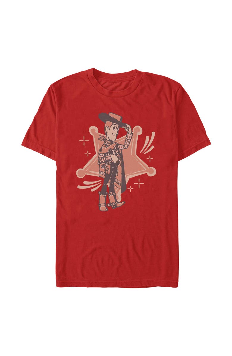 Toy Story 5 Men's Toy Story 5 I Am Woody Badge Graphic T-Shirt, Main, color, Red