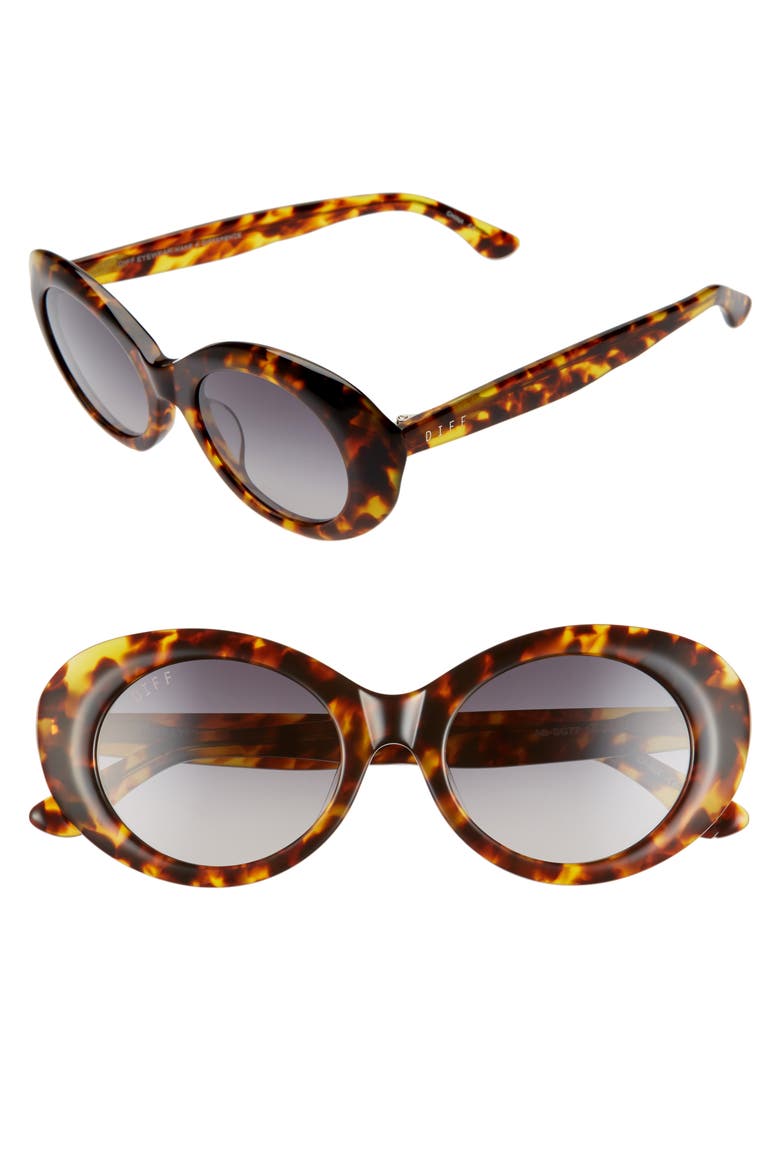 Olivia 50mm Oval Sunglasses, Main, color, AMBER TORTOISE/ GREY
