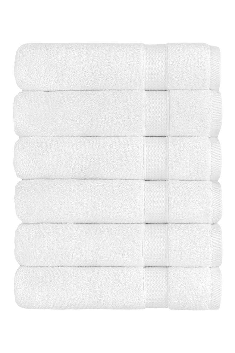 Set of 6 Anovia Turkish Cotton Hand Towels, Alternate, color, WHITE