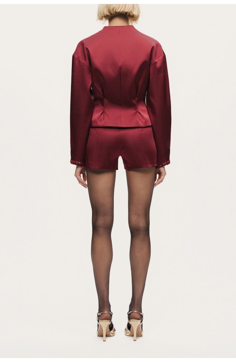 Nocturne Twin-Lace High-Waist Shorts, Alternate, color, Burgundy