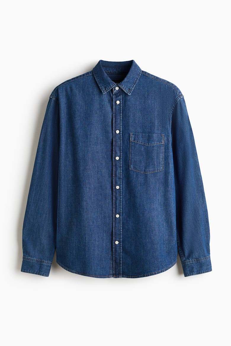 Regular-fit Denim Shirt, Alternate, color, Dark denim blue