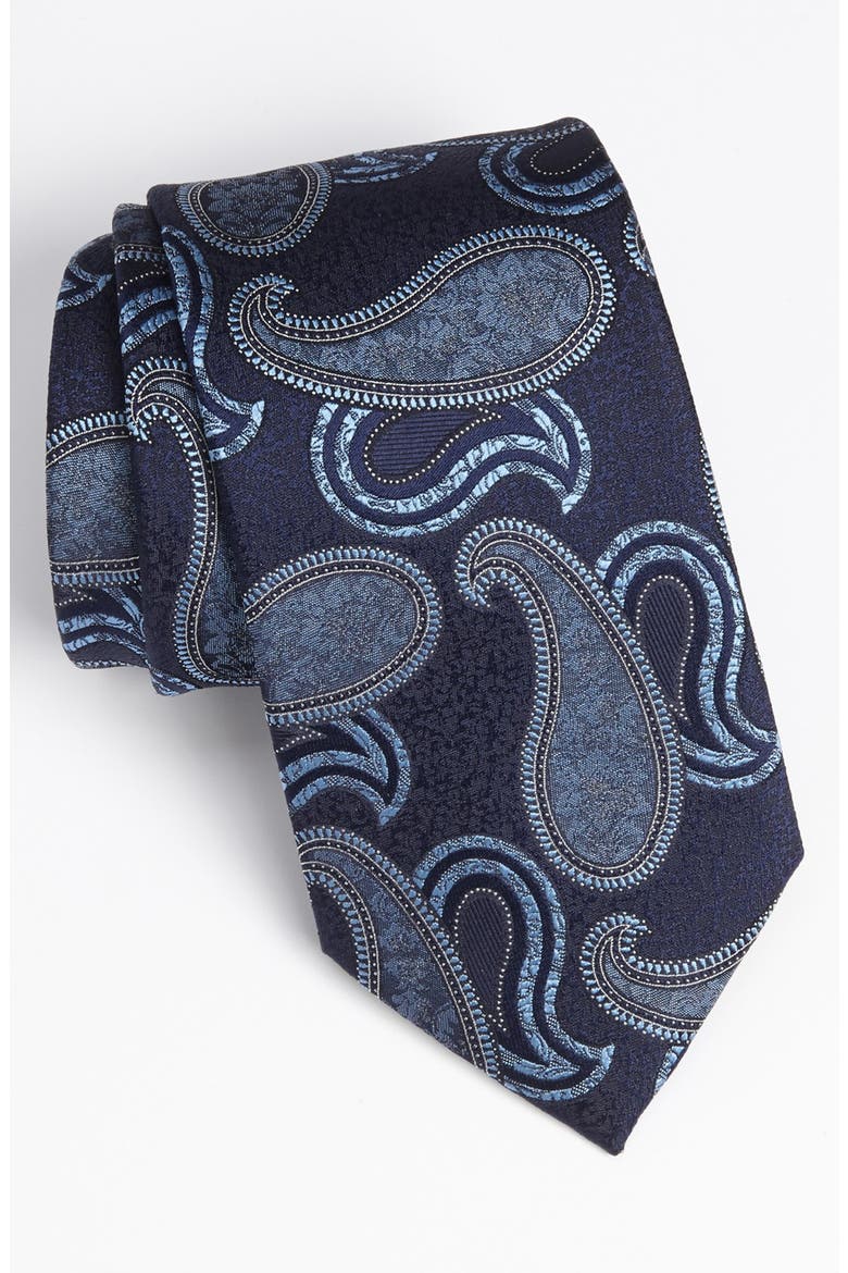 Ermenegildo Zegna Woven Silk Tie, Main, color, BLUE
