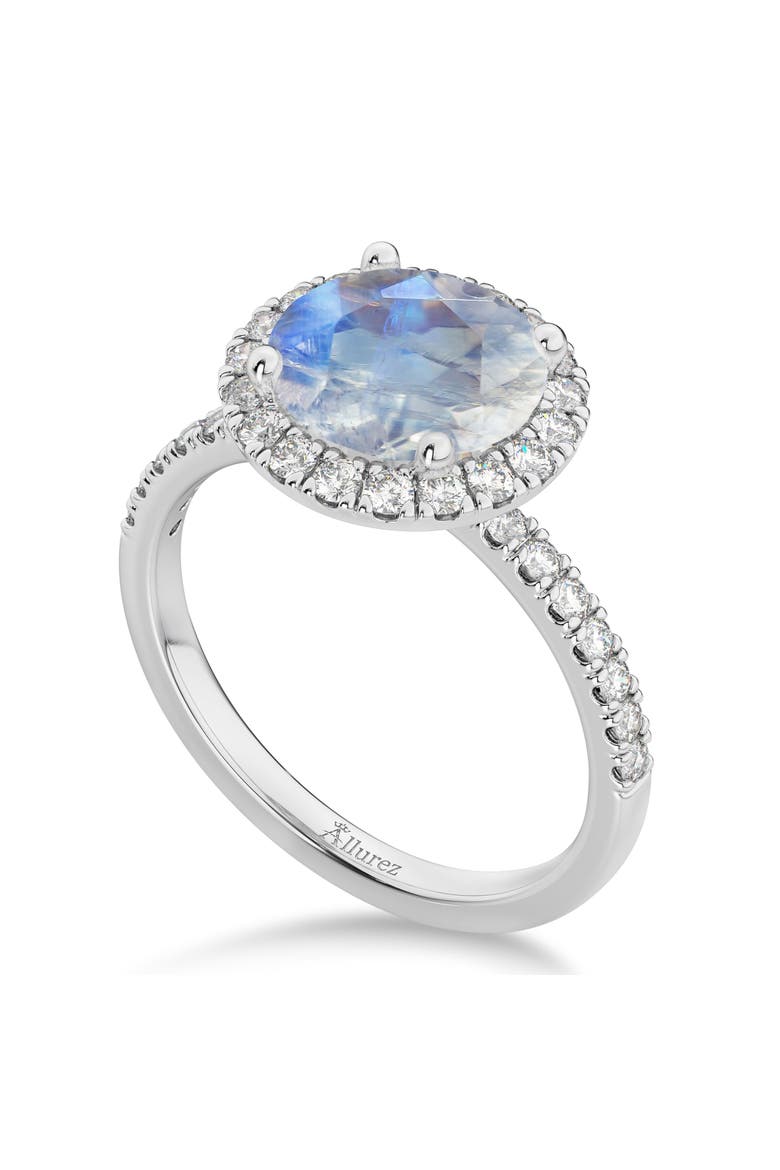 Halo Moonstone & Diamond Engagement Ring 14K, Alternate, color, 2.90ct/White Gold
