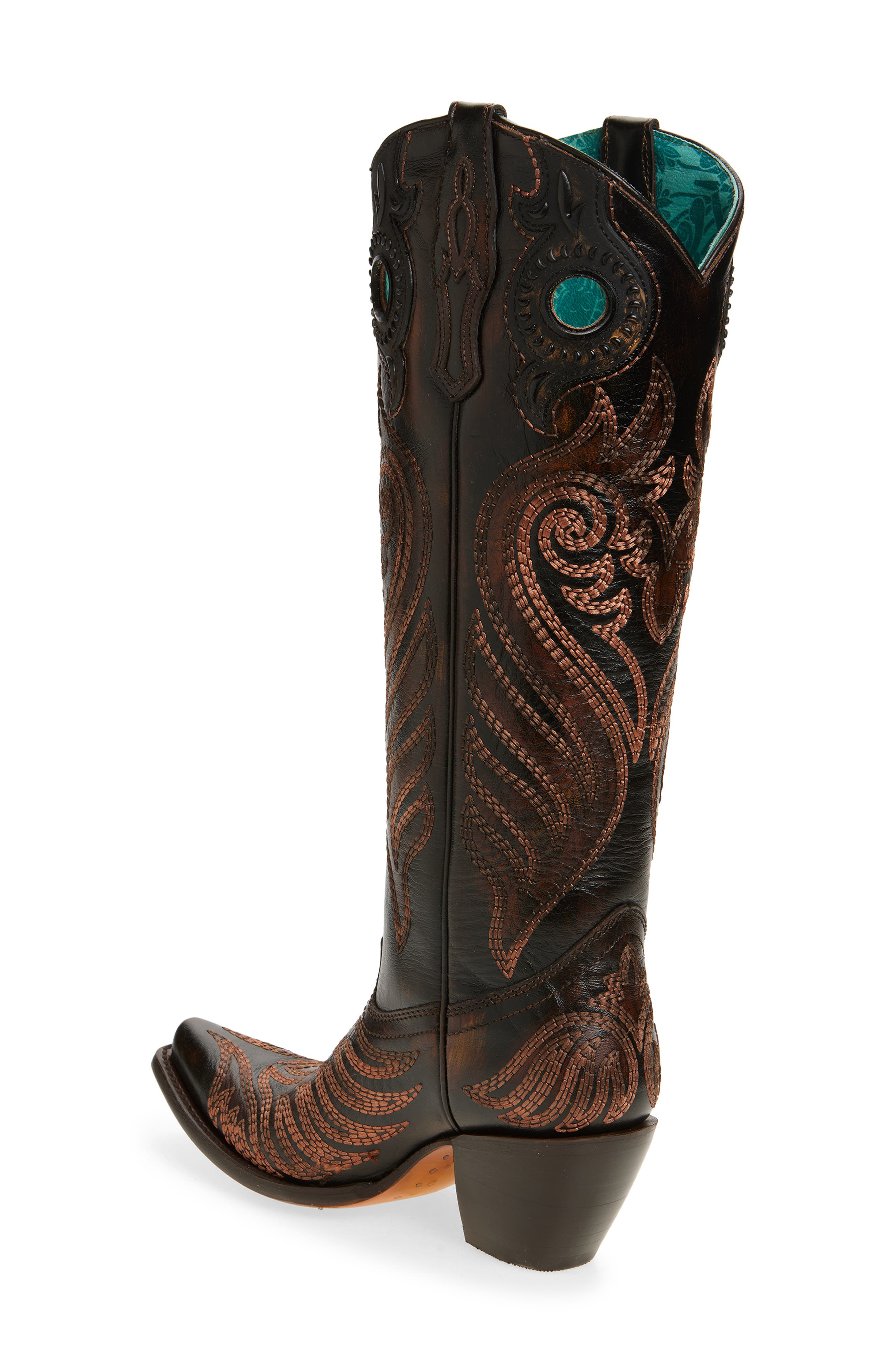 CORRAL Embroidered Overlay Western Boot, Alternate, color, 