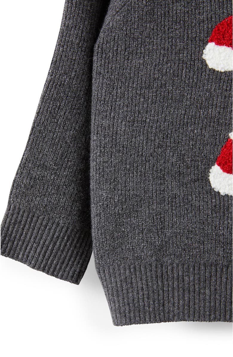 Cotton On Kids Organic Knit Sweater, Alternate, color, Charcoal Marle Xmas Merry