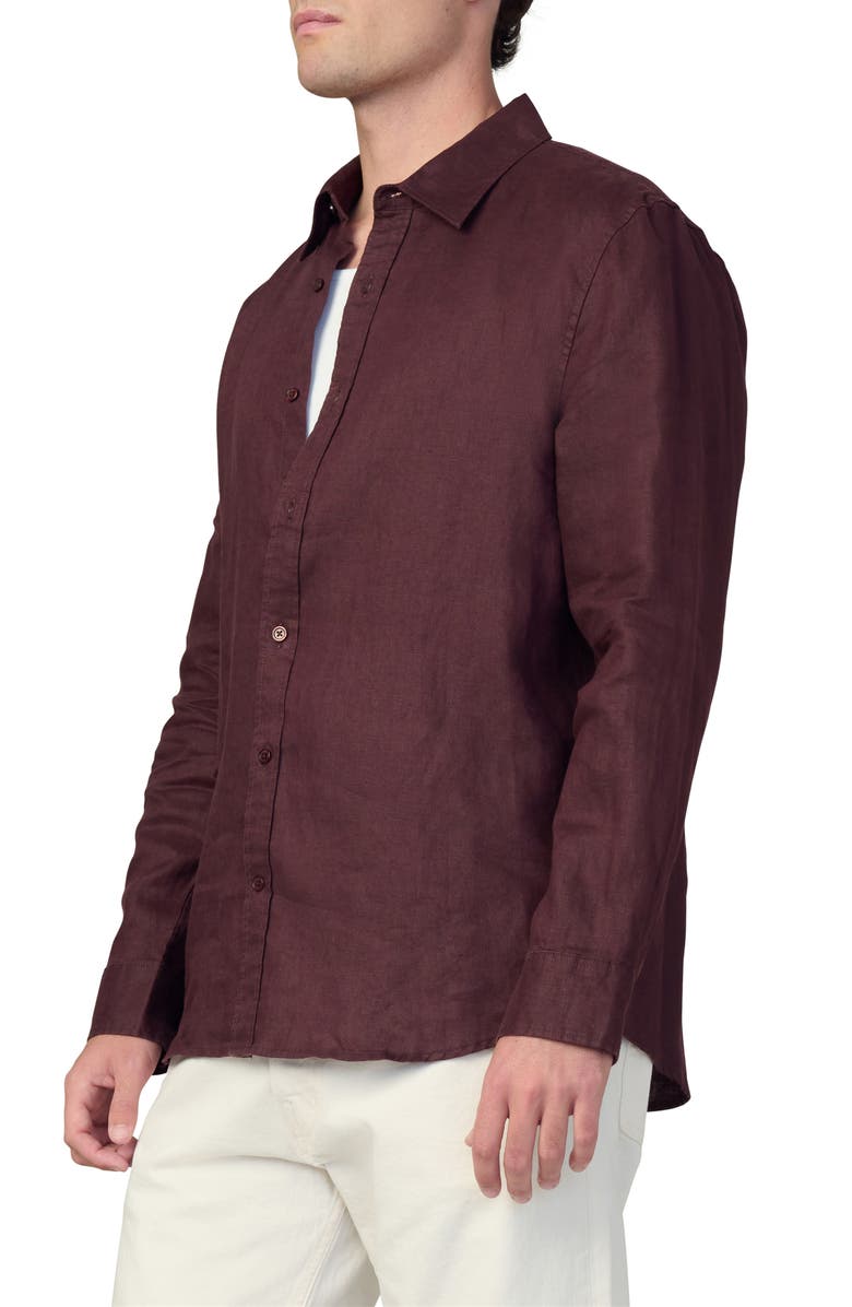 Joe's Jeans Jakob Linen Button-Up Shirt, Alternate, color, Marron