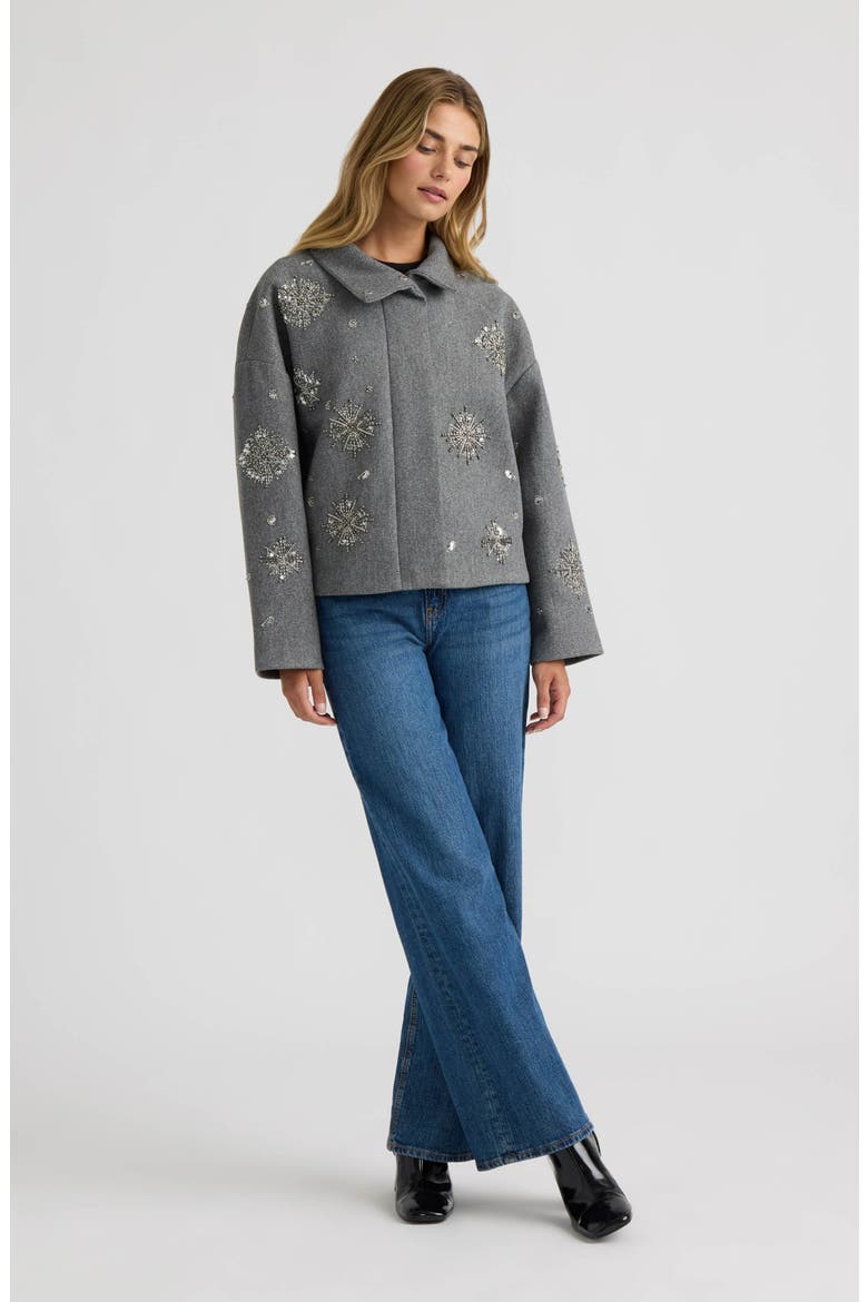 Starburst Faux Wool Cropped Jacket, Alternate, color, CHARCOAL MIX