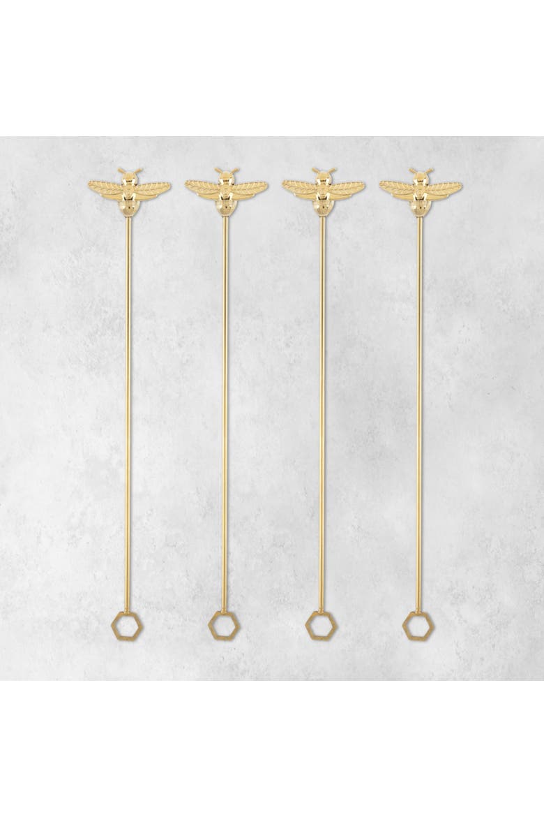 Bumble Bee Stir Sticks Set of 4, Alternate, color, Gold