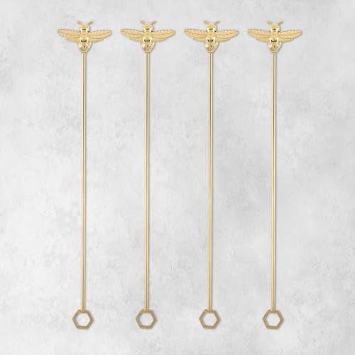 Twine Bumble Bee Stir Sticks Set Of 4 In Gold