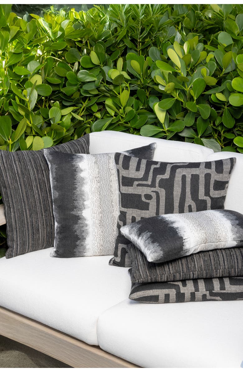 Elaine Smith Luxe Stripe Chenille & Boucle textured Indoor & Outdoor Woven Accent Pillow, Alternate, color, Charcoal Square