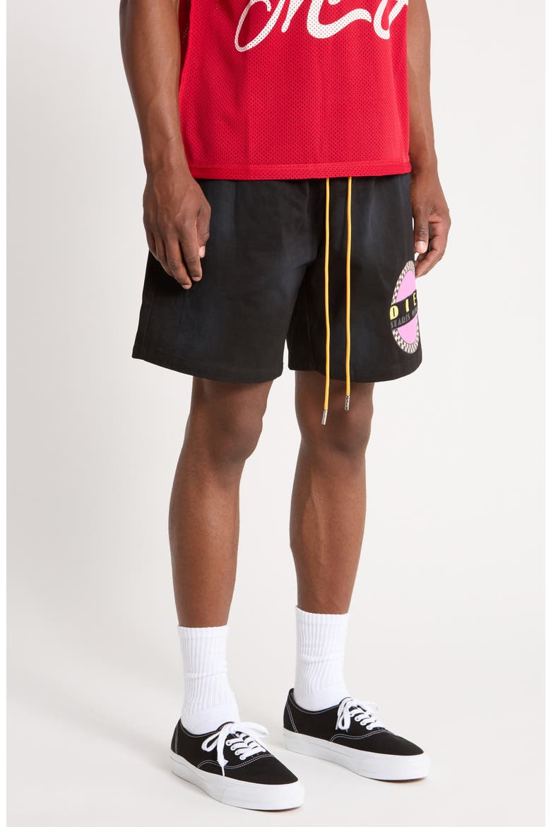 Baja Twill Graphic Cotton Shorts, Alternate, color, BLACK