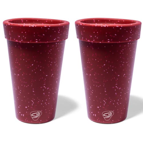 Silipint Silicone 16oz Coffee Tumblers 2 Pack Red Speckled Unbreakable Cups