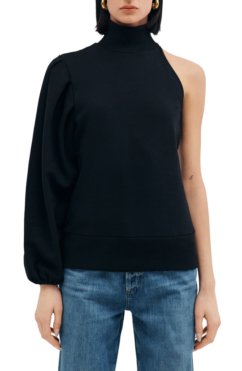Marcella Rhett One Shoulder Sweatshirt, Main, color, Black