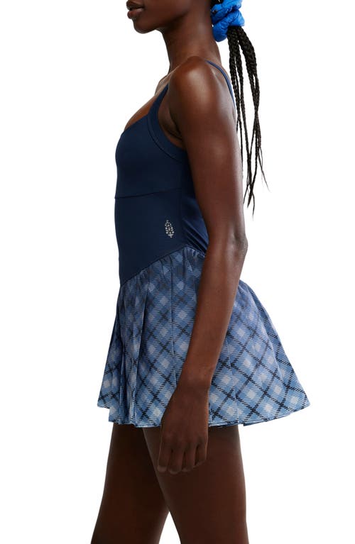 Free People Swing Of Things Print Pleated Minidress In Blue