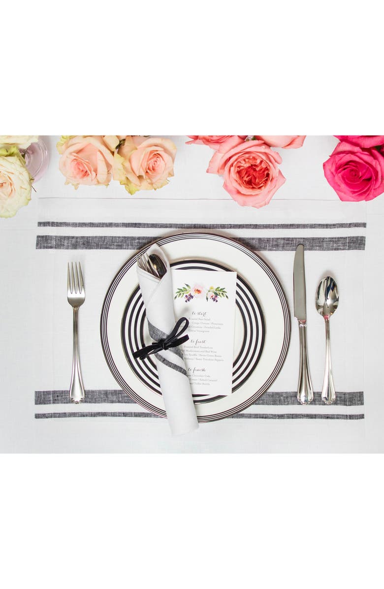 Solino Home Linen Dinner Napkins - French Stripe, 20" x 20" Inch, Alternate, color, Black And White