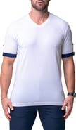 Maceoo Vivaldi Solid Game White V-Neck T-Shirt