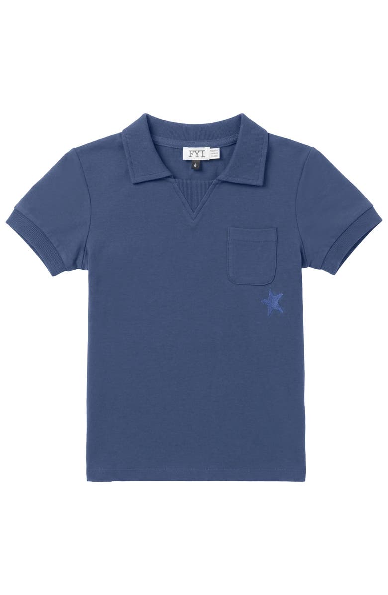 FYI Star Embroidered Chest Pocket Rib Cuff T-Shirt, Main, color, Indigo