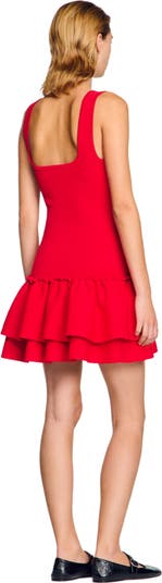 Mini knit dress with ruffles