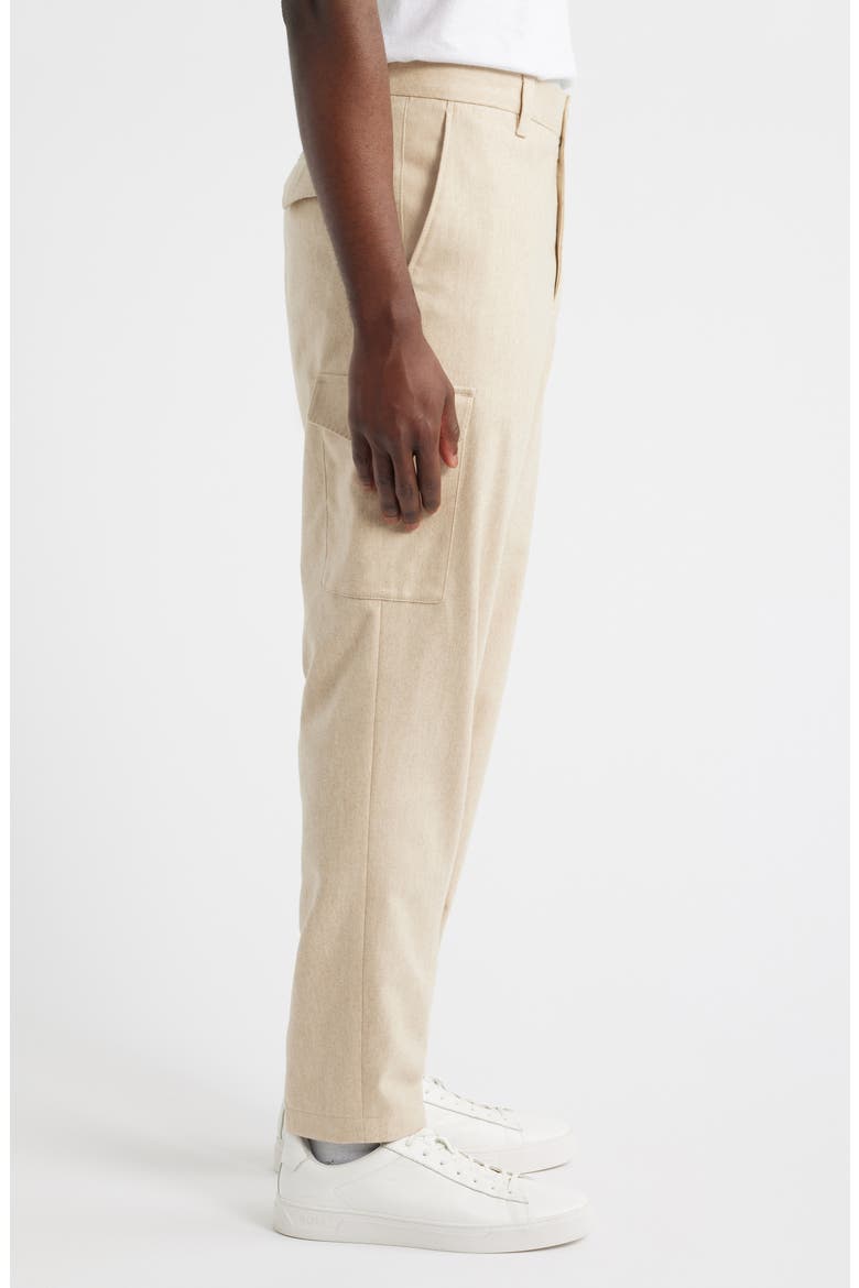 Pagol Tapered Fit Flat Front Wool & Cotton Blend Cargo Pants, Alternate, color, OPEN BEIGE