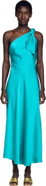 SANDRO Satin-effect maxi dress with bow