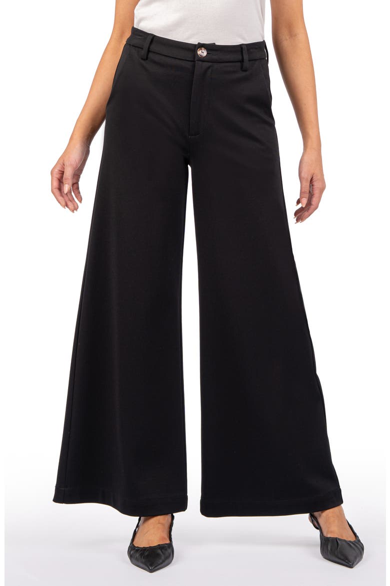 Meg High Waist Super Wide Leg Twill Pants, Main, color, BLACK