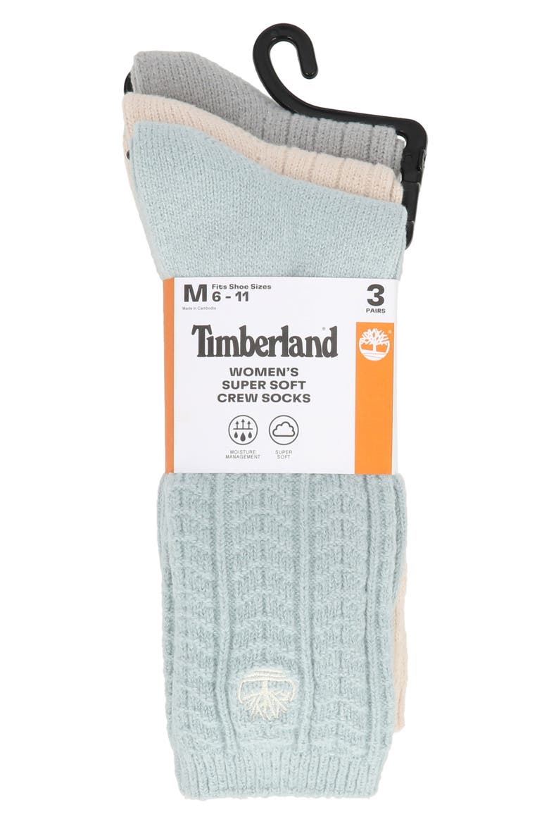 3-Pack Extra Soft Cable Crew Socks, Alternate, color, SILVER BLUE