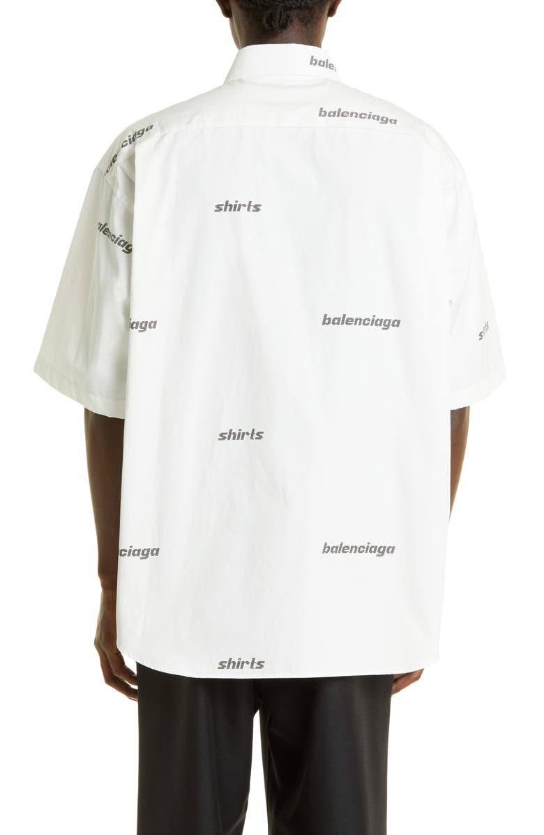 Balenciaga Shirt Logo Cotton Button-Down Shirt, Alternate, color, 