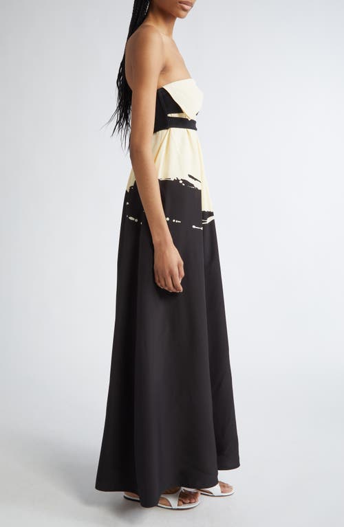 Shop Proenza Schouler Ophelia Print Strapless Dress In Black Multi
