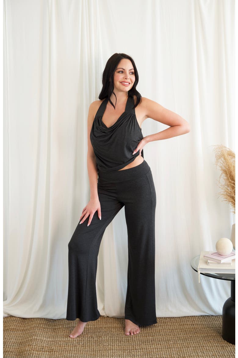 Power Pants Wide Leg Lounge & Live Palazzo, Alternate, color, Charcoal