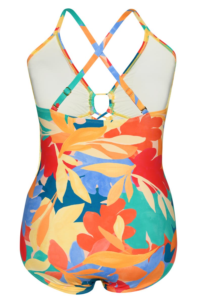 La Blanca Fantasy Resort Lace-Up One-Piece Swimsuit, Alternate, color, Multi