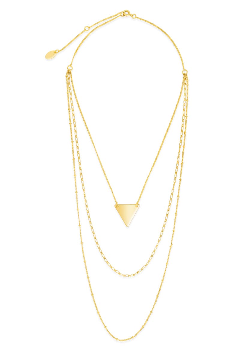 Triple Chain Layered Triangle Necklace, Main, color, GOLD
