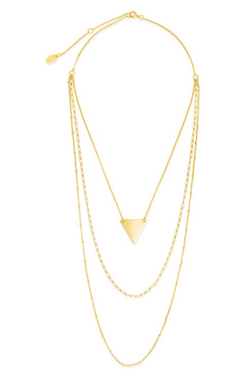 Triple Chain Layered Triangle Necklace
