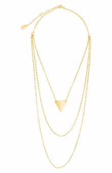 Sterling Forever Triple Chain Layered Triangle Necklace