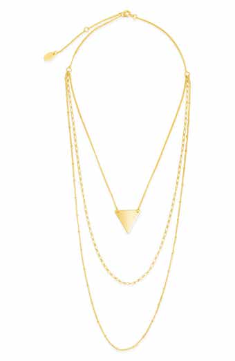 Sterling Forever Triple Chain Layered Triangle Necklace
