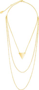 Sterling Forever Triple Chain Layered Triangle Necklace