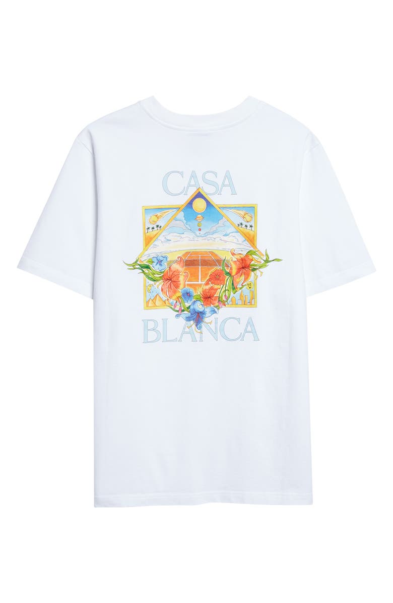 Casablanca Tennis Landscape Classic Organic Cotton Graphic T-Shirt, Alternate, color, Bright White Jersey