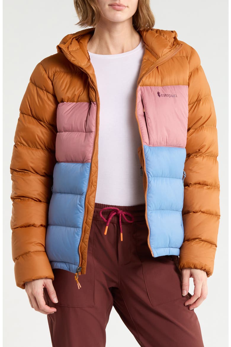 Fuego Max Down Hooded Jacket, Main, color, SIENNA AND FJORD
