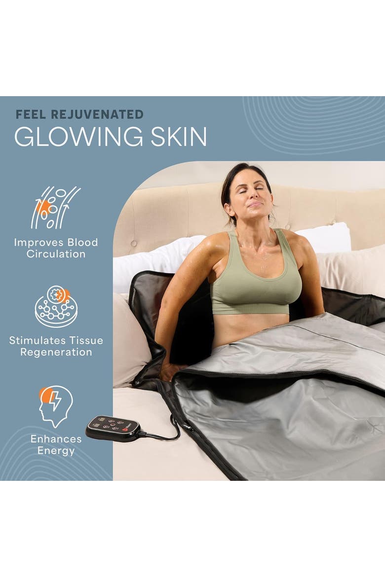 RejuvaWrap Infrared Sauna Blanket for Detox & Relaxation Low EMF Carbon Fiber Heating  9Temp Levels, Alternate, color, Grey
