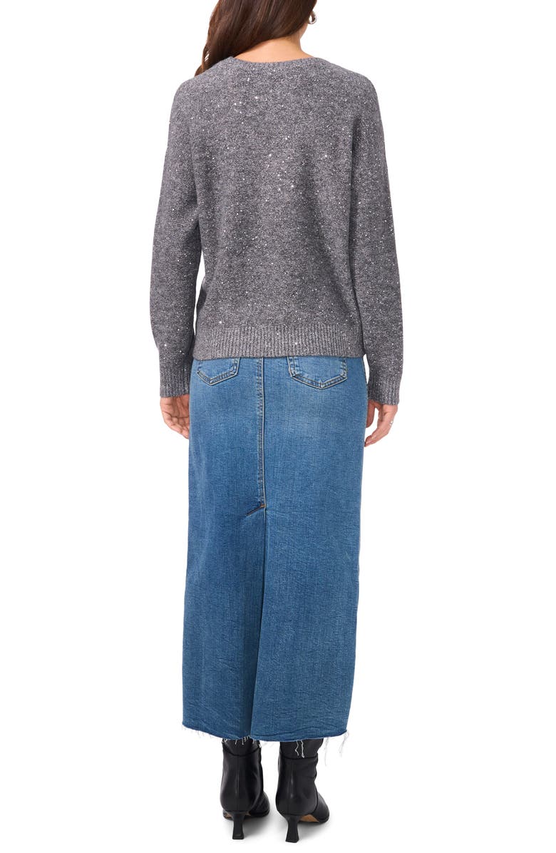 Vince Camuto Sequin Detail V-Neck Sweater, Alternate, color, Ash Grey