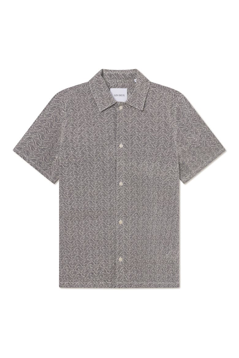 Hector Paisley Short Sleeve Cotton Button-Up Shirt, Alternate, color, GREY