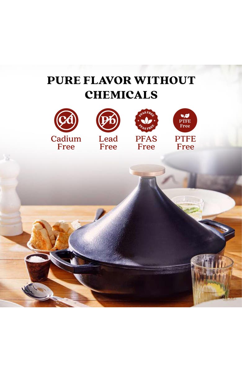 Alva Nori 3Qt Enameled Cast Iron Tagine Pot, Alternate, color, Black