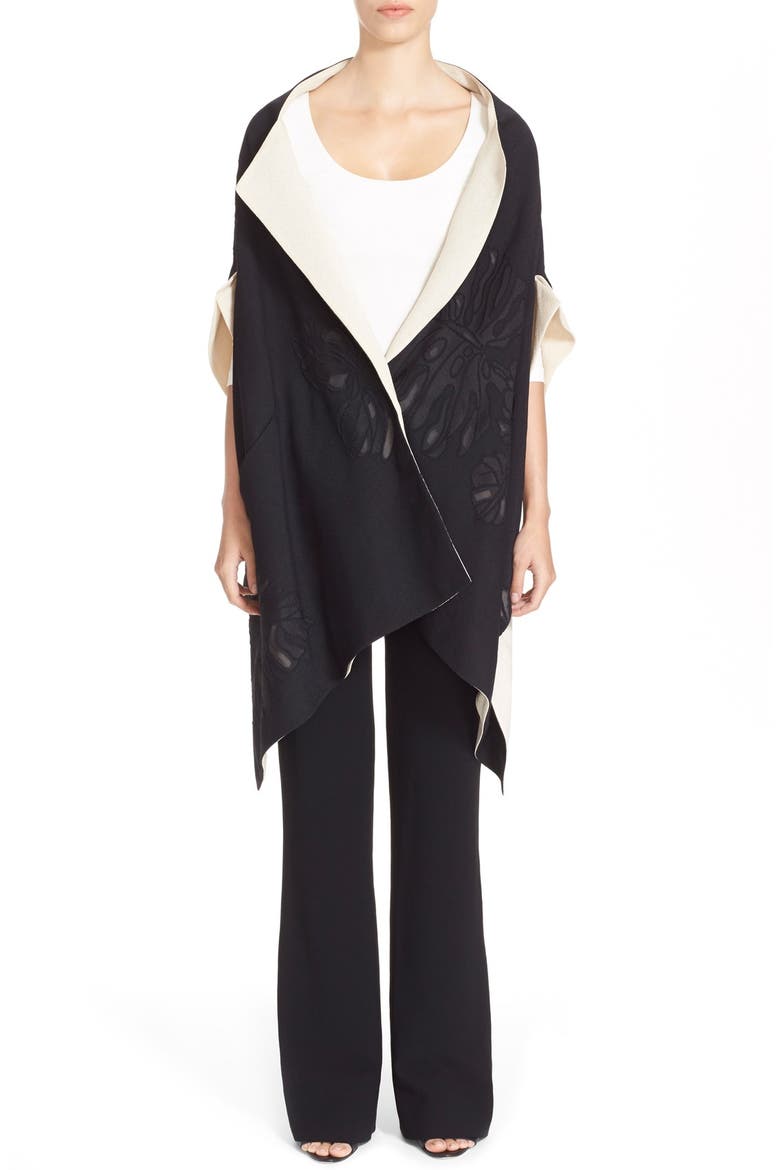 Donna Karan New York Reversible Jacquard Kimono Jacket, Alternate, color, BLACK-ECRU
