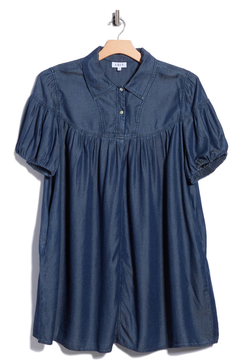 Tencel Lyocell Trapeze Dress, Main, color, MEDIUM WASH
