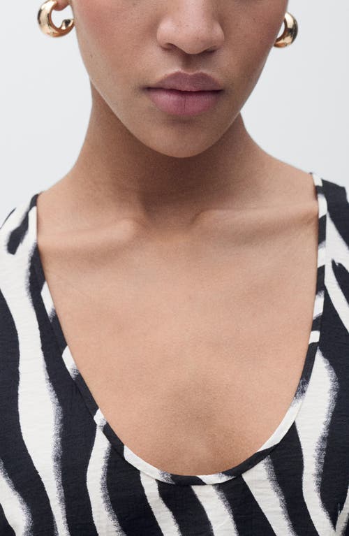 Mango Zebra Print Racerback Sleeveless Top In Black