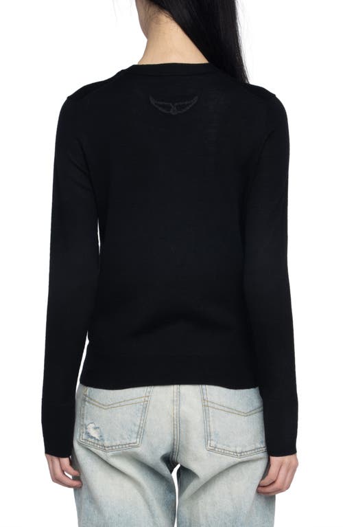 Zadig & Voltaire Jemma Crystal Button Merino Wool Cardigan In Black