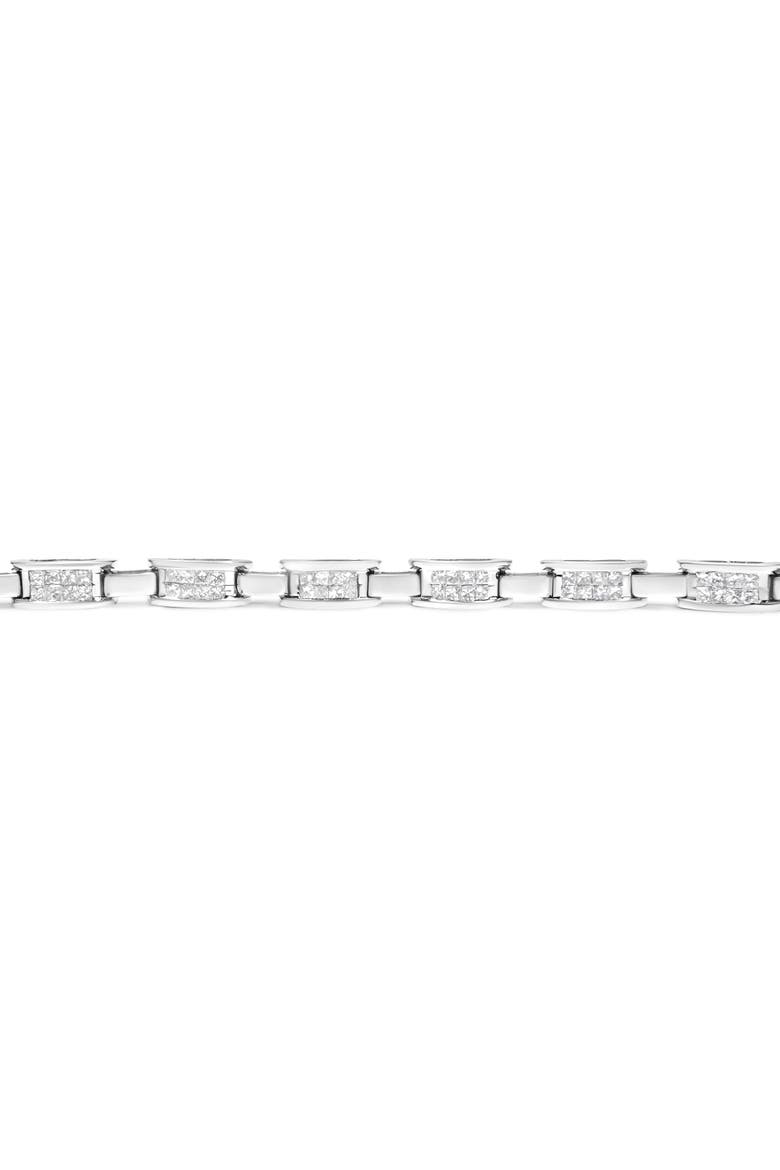 14K White Gold 2.0 Cttw Princess Cut Diamond Rectangular Link Bracelet, Alternate, color, White