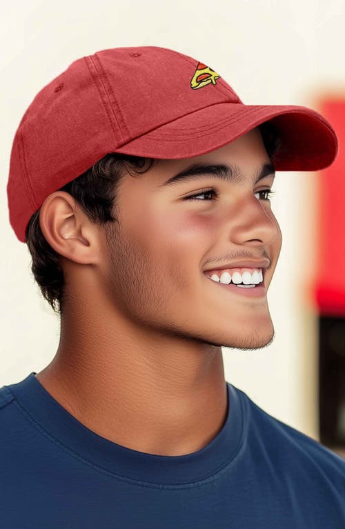 Dalix Pizza Slice Embroidered Dad Hat In Washed Red